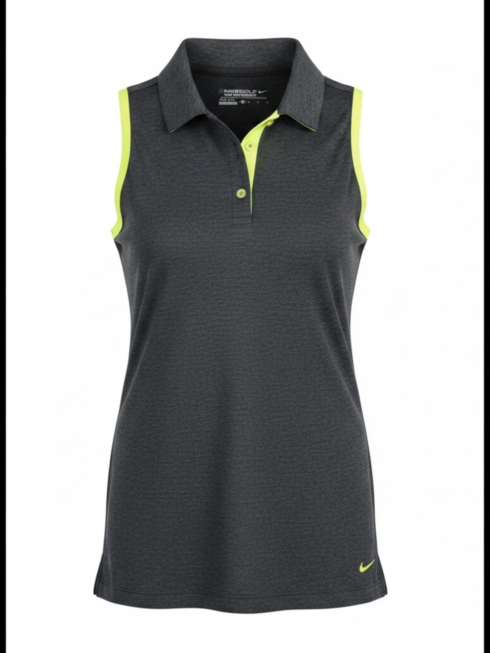 Nike Women's Charcoal Tank Polo with Neon Yellow Trim